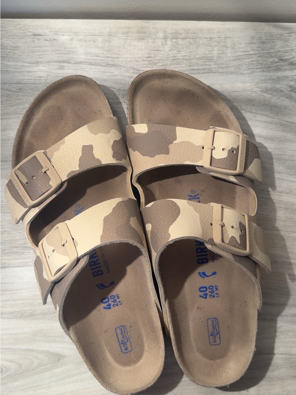 Birkenstock Kids Arizona Sandal in Beige Camo Print
